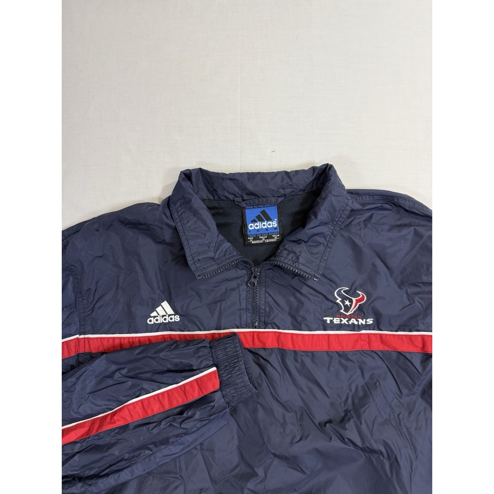 NFL VTG Y2K Adidas Houston Texans Windbreaker Size M QTR Zip Pullover Jacket